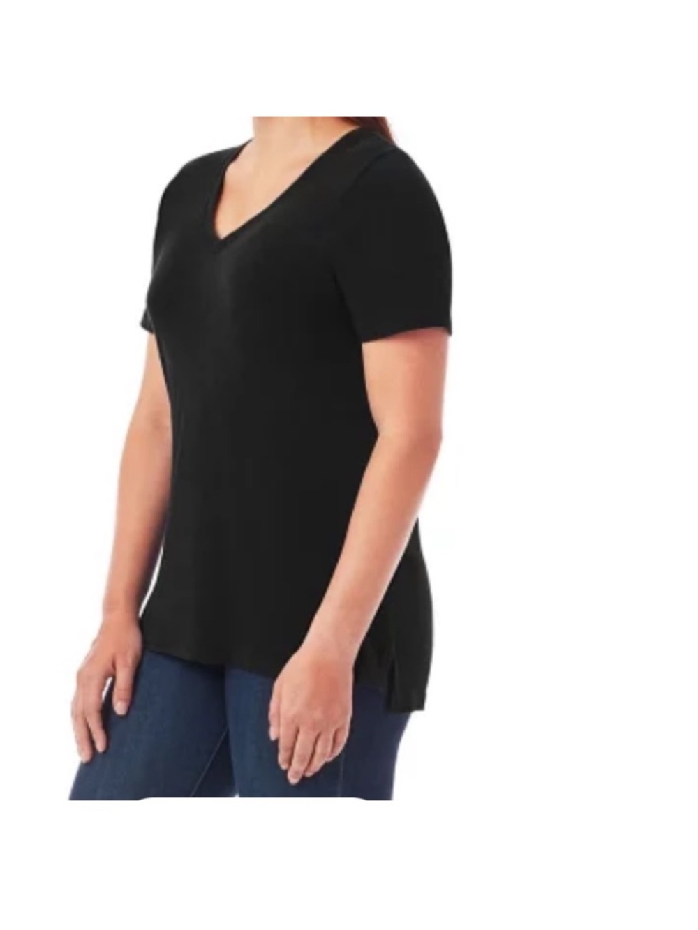 MEMBERS MARK Classic Black V-Neck Short Sleeve Top - 2PK